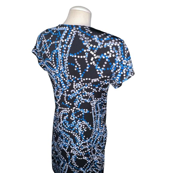 George Womens Polka Dot Pattern Wrap Dress M 8-10 Black/Blue Stretchy Short Slee - Picture 10 of 12